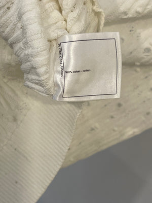 Chanel 22C White Perforated High Neck Jumper with CC Logo Detail Size FR 34 (UK 6) RRP £1,900