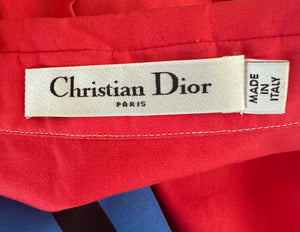 Christian Dior Red, White and Blue Printed Short-Sleeve Shirt and Long Skirt Set Size FR 44 (UK 16)