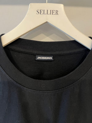 Jacquemus Black Cropped Le T-Shirt Baci with Strings Detail Size M (UK 10)