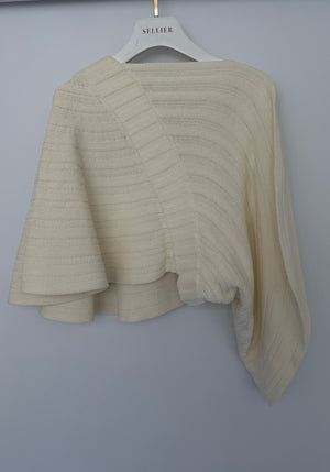 Chanel Cream Knit Poncho Top with Off-Shoulder Sleeve Detail Size FR 38 (UK 10)