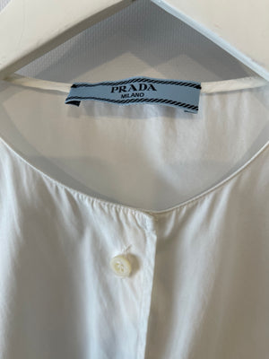 Prada White Long Sleeve Shirt With Logo Plaque Detail Size IT 40 (UK 8) RRP £900