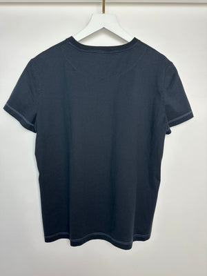 Hermes T-Shirt in Bleu Noir with "Les Clefs" Print in Size FR 38 (UK 10)