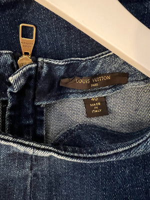 Louis Vuitton Denim Mini Sleeveless Dress with Patchwork Monogram Details Size FR 40 (UK 12)