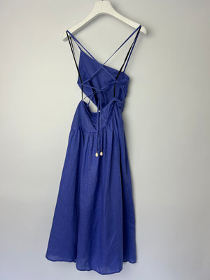 Zimmermann Blue Linen Strap Midi Dress Size OP (UK 6P)