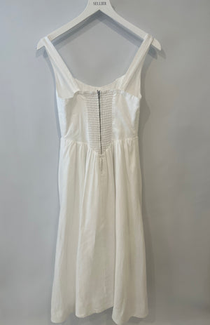 Reformation White Linen Balia Midi Dress with Corset Detail Size US 4 (UK 8)