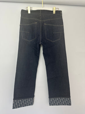 Christian Dior Dark Blue Denim Jeans with Monogram Logo Detail Size FR 34 (UK 6)