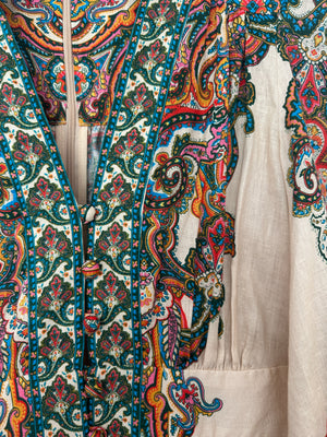 Zimmermann Beige & Multicolour Paisley Print Short Dress with Long Sleeve Size 1 (UK 10)