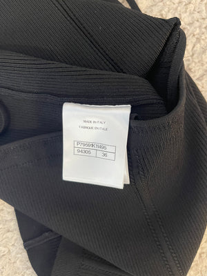 Chanel Black Sleeveless Top with Crystal CC Logo Detail Size FR 36 (UK 8)
