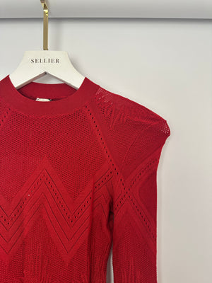 Hermès Red Knitted Wool Longsleeve T-Shirt Bodysuit Size FR 38 (UK 10)