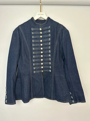 Christian Dior Navy Denim Long Sleeve Jacket with Military-Style Button Details Size FR 42 (UK 14)