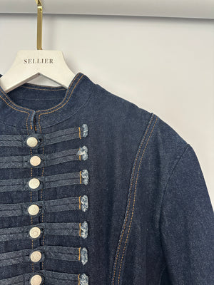 Christian Dior Navy Denim Long Sleeve Jacket with Military-Style Button Details Size FR 42 (UK 14)