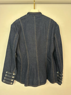 Christian Dior Navy Denim Long Sleeve Jacket with Military-Style Button Details Size FR 42 (UK 14)