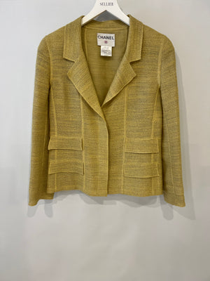 Chanel Cruise 1999 Yellow Blazer Jacket With Transparent CC Logo Buttons FR 40 (UK 12)