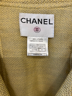 Chanel Cruise 1999 Yellow Blazer Jacket With Transparent CC Logo Buttons FR 40 (UK 12)
