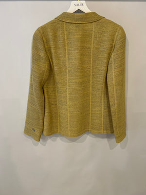 Chanel Cruise 1999 Yellow Blazer Jacket With Transparent CC Logo Buttons FR 40 (UK 12)