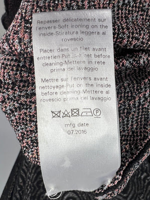 Lanvin Black and Pink Long Sleeve Ruffle Mini Dress with Metallic Thread Size XS/S (UK 6-8)