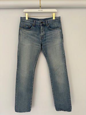 Saint Laurent Menswear Blue Wash Straight Leg Jeans Size 30
