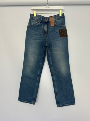 Louis Vuitton Monogram Patch Blue Denim Jeans Size FR 40 (UK 12)