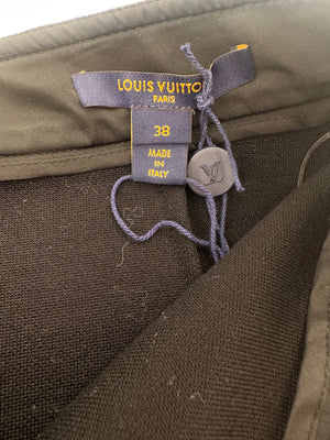 Louis Vuitton Black Mini Skirt with Gold Buttons and Logo Patch Detailing Size FR 38 (UK 10)
