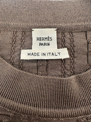 Hermès Brown Knitted Effet Kaleidoscope Short-Sleeve Sweater Size FR 36 (UK 8)