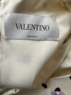 Valentino White Crepe De Chine Short Sleeve Mini Dress with Black Polkadot Details Size IT 38 (UK 6)