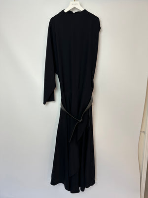 Alaïa Black Batwing One-Sleeve Midi Dress with Pocket Detail Size FR 38 (UK 10)