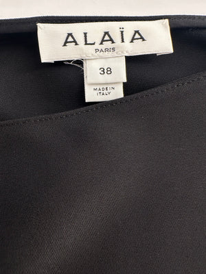 Alaïa Black Batwing One-Sleeve Midi Dress with Pocket Detail Size FR 38 (UK 10)