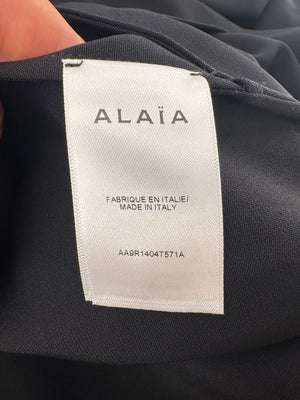 Alaïa Black Batwing One-Sleeve Midi Dress with Pocket Detail Size FR 38 (UK 10)