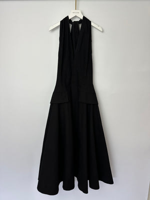 Bottega Veneta Black Sleeveless Cotton Midi Dress with Twist Back and Pocket Detail Size IT 40 (UK 8)