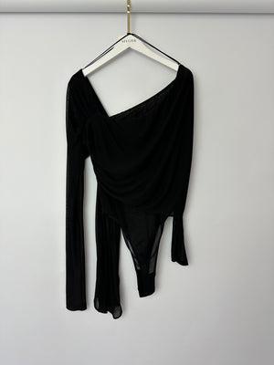 Saint Laurent Black Mesh Long Sleeved Bodysuit Size FR 36 (UK 8)