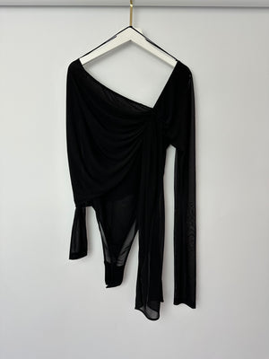 Saint Laurent Black Mesh Long Sleeved Bodysuit Size FR 36 (UK 8)