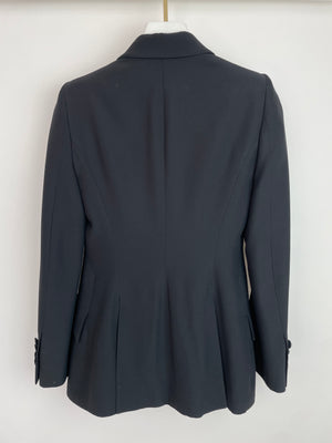 Alexander McQueen Black Tailored Blazer Jacket and Matching Trousers Set with Metallic Embroidery Detail Size IT 36 (UK 4)