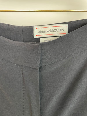 Alexander McQueen Black Tailored Blazer Jacket and Matching Trousers Set with Metallic Embroidery Detail Size IT 36 (UK 4)