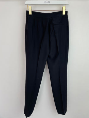 Alexander McQueen Black Tailored Blazer Jacket and Matching Trousers Set with Metallic Embroidery Detail Size IT 36 (UK 4)