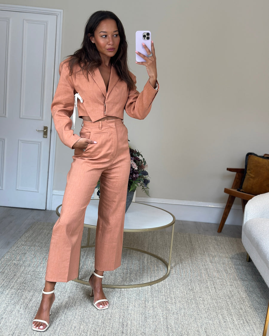 Jacquemus "L'amour" Brique Cropped Jacket and Trouser Set Size FR 34 (UK 6)