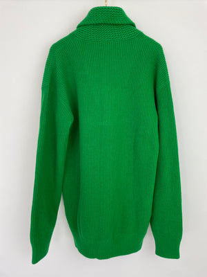 Gucci Green Cable Knit GG Button Down Jumper Size IT 42 (UK L)