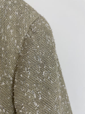 Chanel 99P Cream with Silver Thread Tweed Jacket Size FR 42 (UK 14)