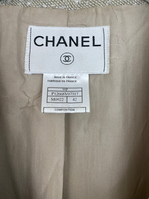 Chanel 99P Cream with Silver Thread Tweed Jacket Size FR 42 (UK 14)