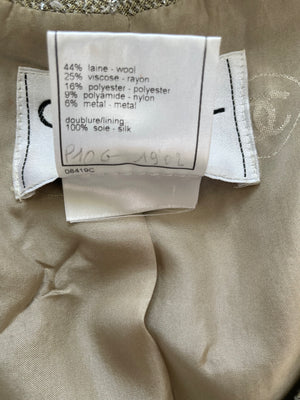 Chanel 99P Cream with Silver Thread Tweed Jacket Size FR 42 (UK 14)