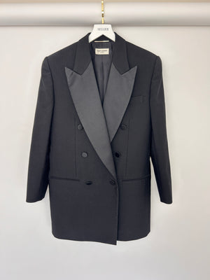 Saint Laurent Black Blazer with Satin Lapel and Cuff Buttons FR 40 (UK 12)
