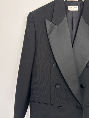Saint Laurent Black Blazer with Satin Lapel and Cuff Buttons FR 40 (UK 12)