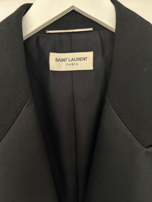Saint Laurent Black Blazer with Satin Lapel and Cuff Buttons FR 40 (UK 12)