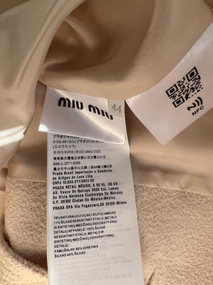 Miu Miu Cream Jacket with Peterpan Pearl Embellished Collar IT 44 (UK 12)