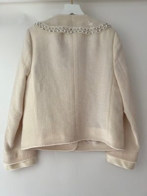 Miu Miu Cream Jacket with Peterpan Pearl Embellished Collar IT 44 (UK 12)