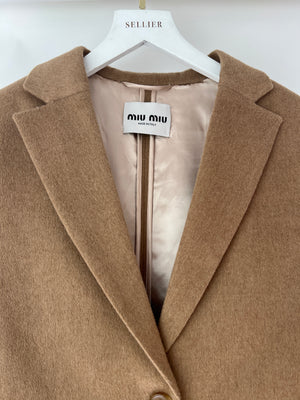 Miu Miu Camel Blazer with Silk Frayed Interior Lining Details IT 38 (UK 6)