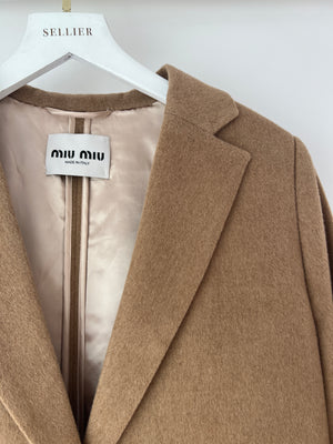 Miu Miu Camel Blazer with Silk Frayed Interior Lining Details IT 38 (UK 6)