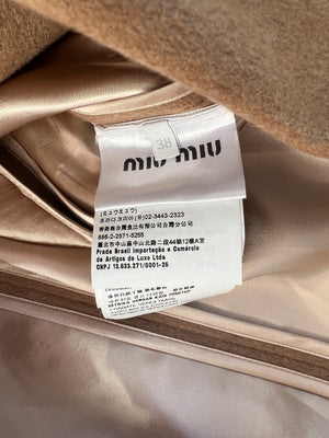 Miu Miu Camel Blazer with Silk Frayed Interior Lining Details IT 38 (UK 6)