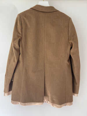 Miu Miu Camel Blazer with Silk Frayed Interior Lining Details IT 38 (UK 6)