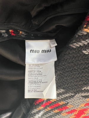 Miu Miu Grey, Black, Red, Camel Check Tweed Button Down Coat IT 38 (UK 6)