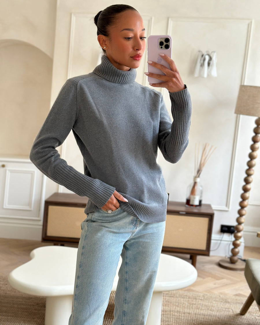 Loro Piana Grey Baby Cashmere Roll-Neck Jumper Size IT 42 (UK 10)